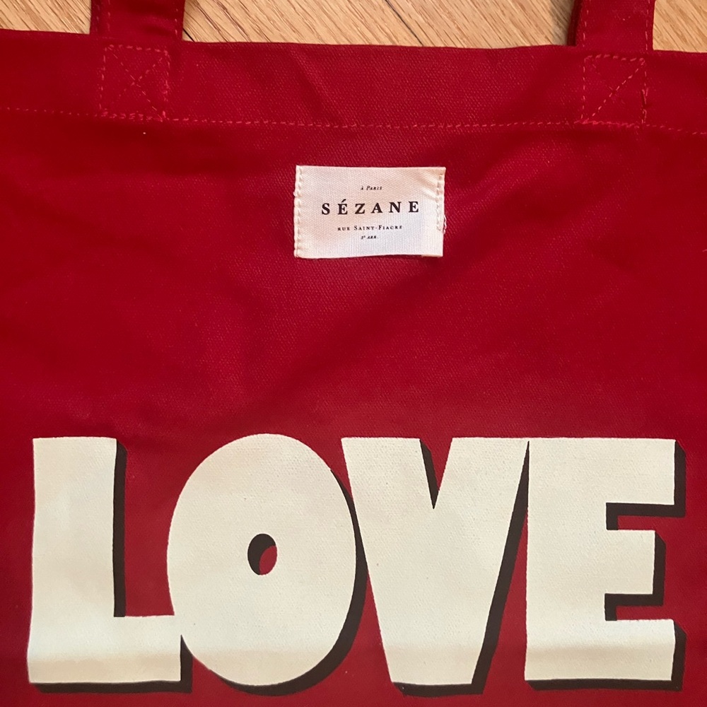 SEZANE Red LOVE Tote Bag - Picture 4 of 4